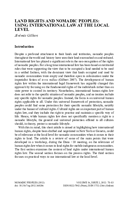 (PDF) Land Rights and Nomadic Peoples: Using International Law at the ...
