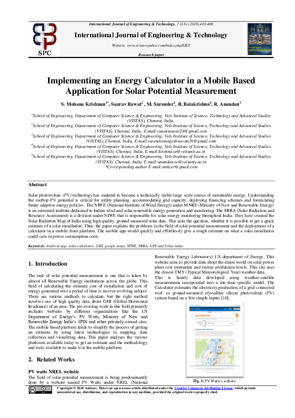 (PDF) Implementing an Energy Calculator in a Mobile Based Application ...