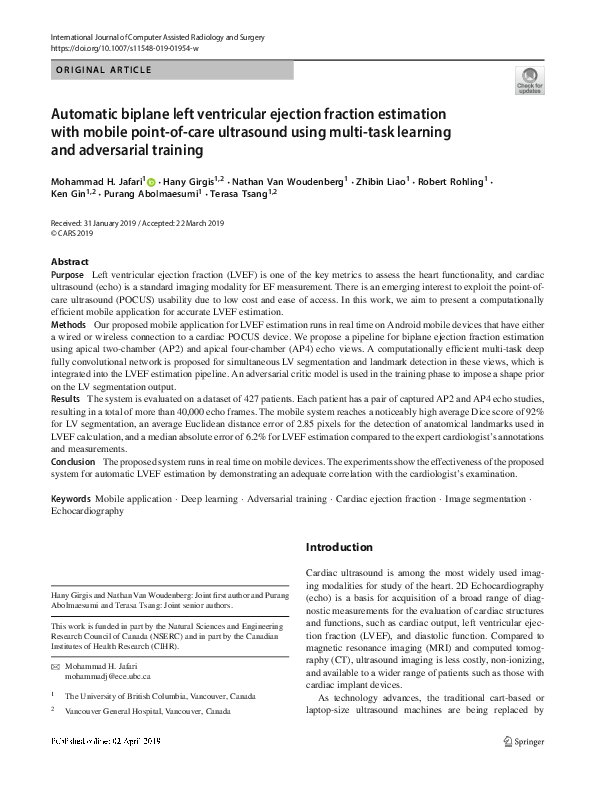 (PDF) Automatic biplane left ventricular ejection fraction estimation ...