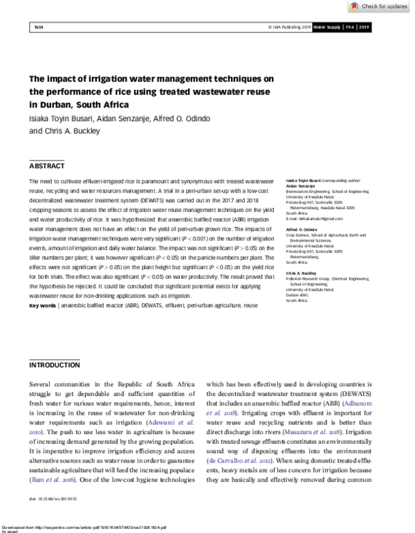(PDF) The impact of irrigation water management techniques on the