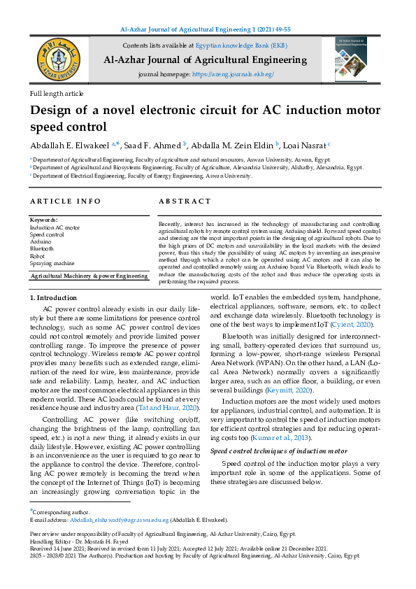 (PDF) Design of a novel electronic circuit for AC induction motor speed ...