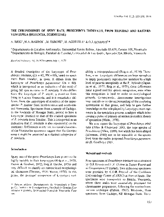 (PDF) The chromosomes of spiny rats, proechimys trinitatis, from ...