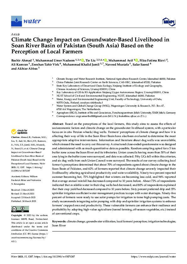 (PDF) Climate Change Impact on Groundwater-Based Livelihood in Soan ...