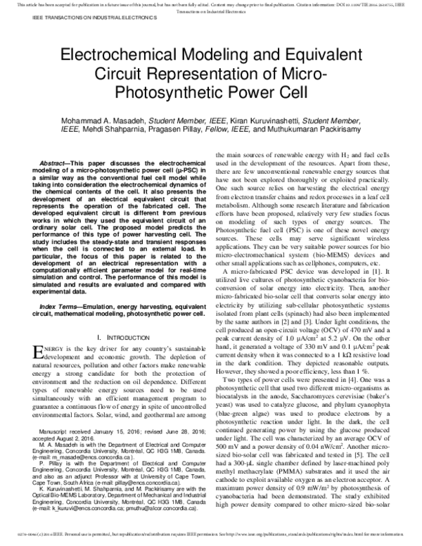 (PDF) Electrochemical Modeling and Equivalent Circuit Representation of ...