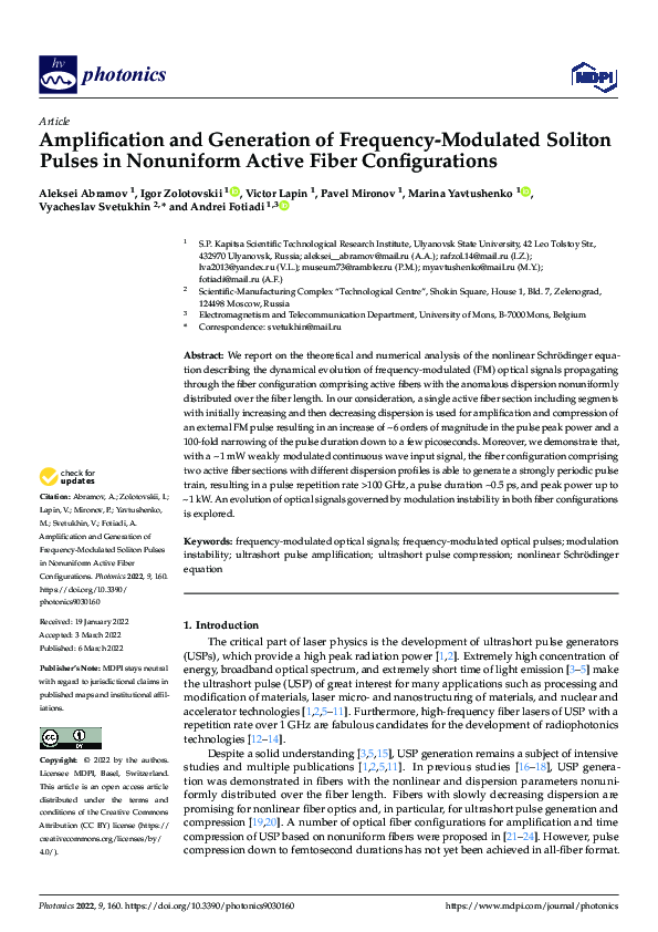 (PDF) Amplification and Generation of Frequency-Modulated Soliton ...