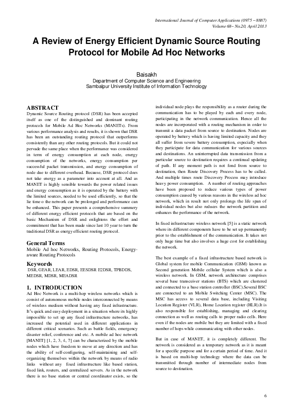 (PDF) A Review of Energy Efficient Dynamic Source Routing Protocol for ...
