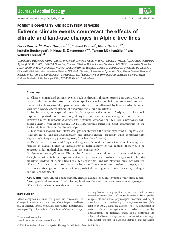 (PDF) Extreme climate events counteract the effects of climate and land ...
