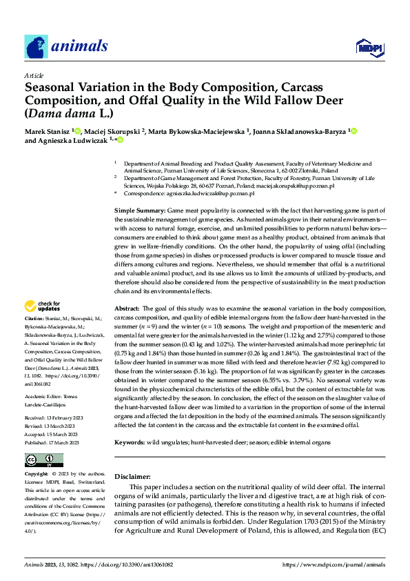 (PDF) Seasonal Variation in the Body Composition, Carcass Composition ...