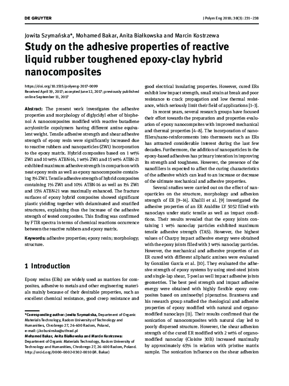 (PDF) Study on the adhesive properties of reactive liquid rubber ...