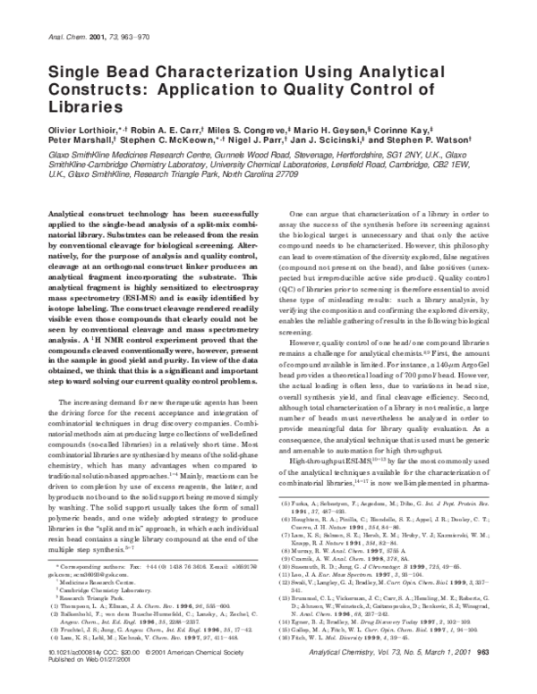 (PDF) Single Bead Characterization Using Analytical Constructs ...