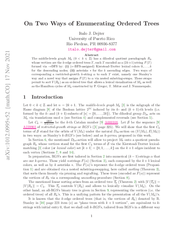 (PDF) A lexical tree for the middle levels graphs