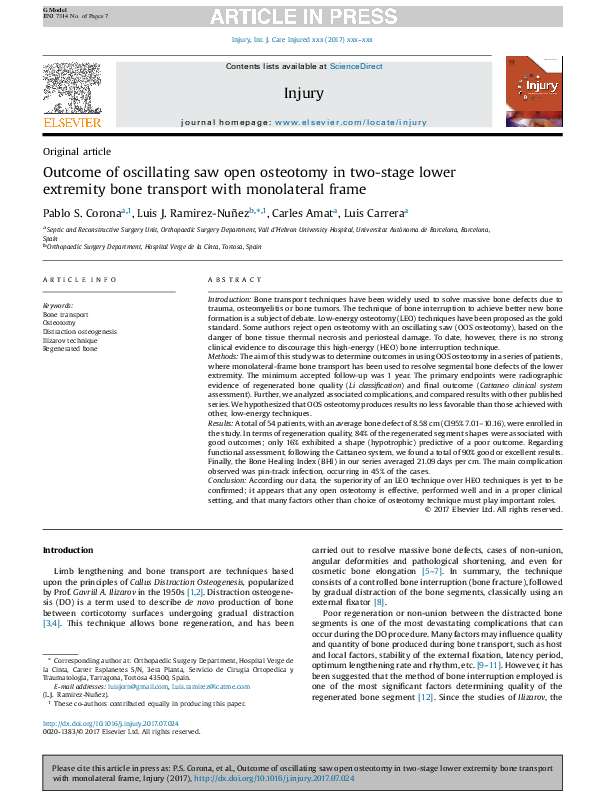 (PDF) Outcome of oscillating saw open osteotomy in two-stage lower ...