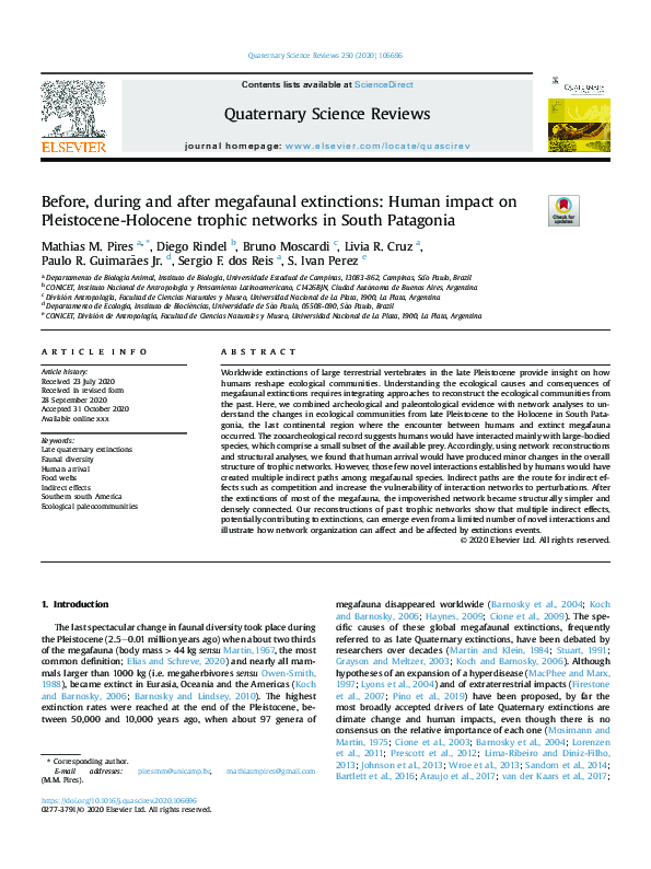 (PDF) Before, during and after megafaunal extinctions: Human impact on ...