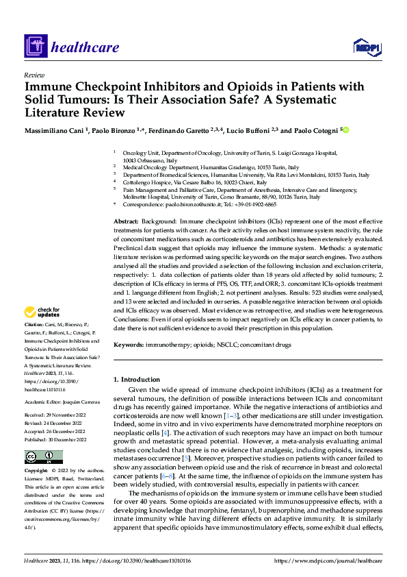 (PDF) Immune Checkpoint Inhibitors and Opioids in Patients with Solid ...