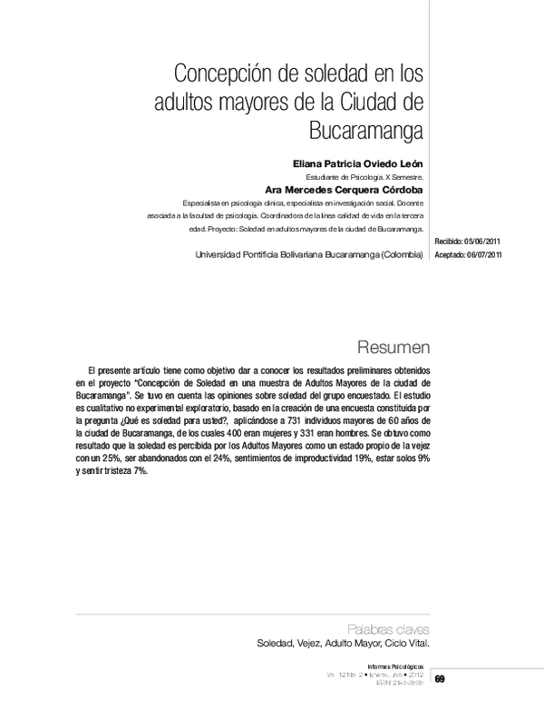 (PDF) Concepción de soledad en los adultos mayores de la ciudad de ...