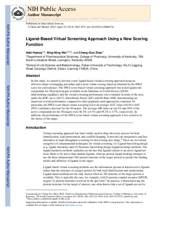  pdf ligand based virtual screening approach using a new scoring function