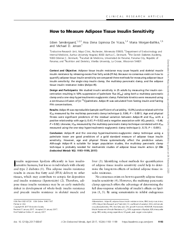 (PDF) How to Measure Adipose Tissue Insulin Sensitivity