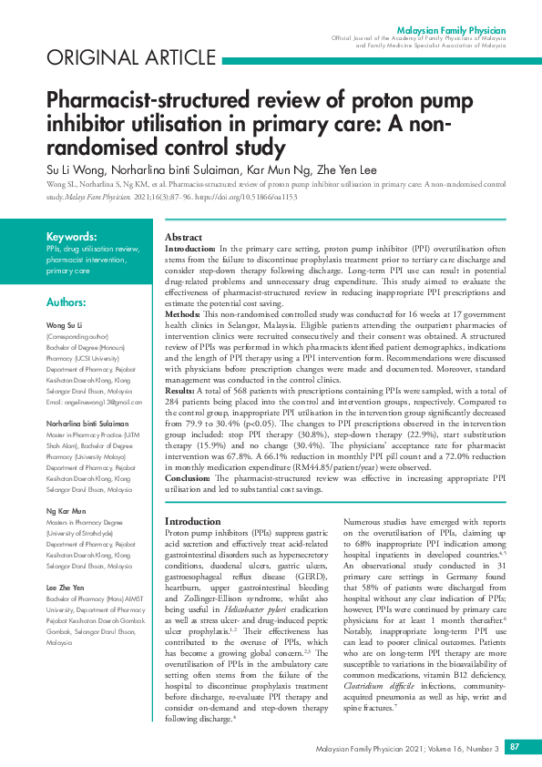 (PDF) Pharmacist-structured review of proton pump inhibitor utilisation ...