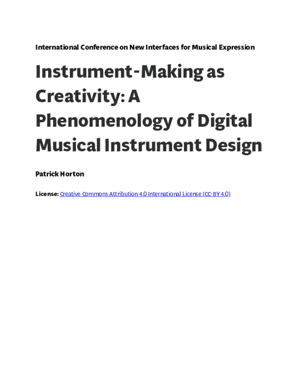 (PDF) Instrument-Making as Creativity: A Phenomenology of Digital ...