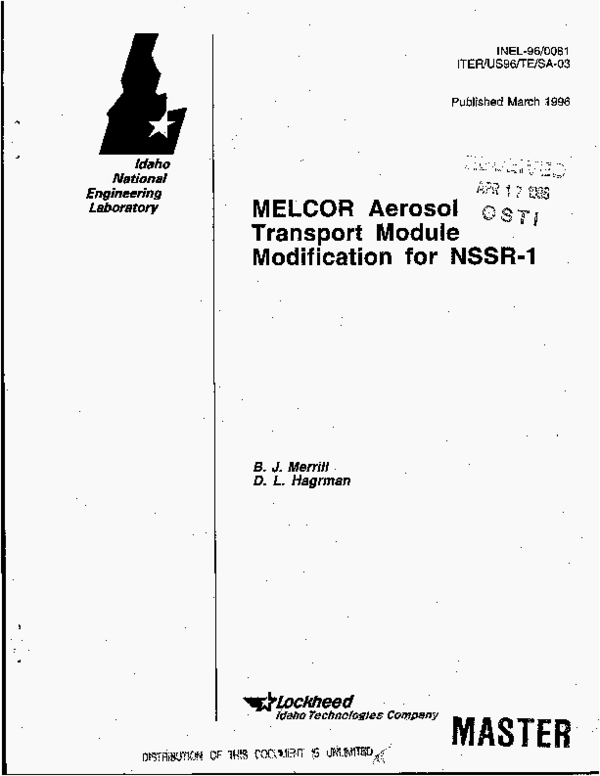(PDF) MELCOR aerosol transport module modification for NSSR-1