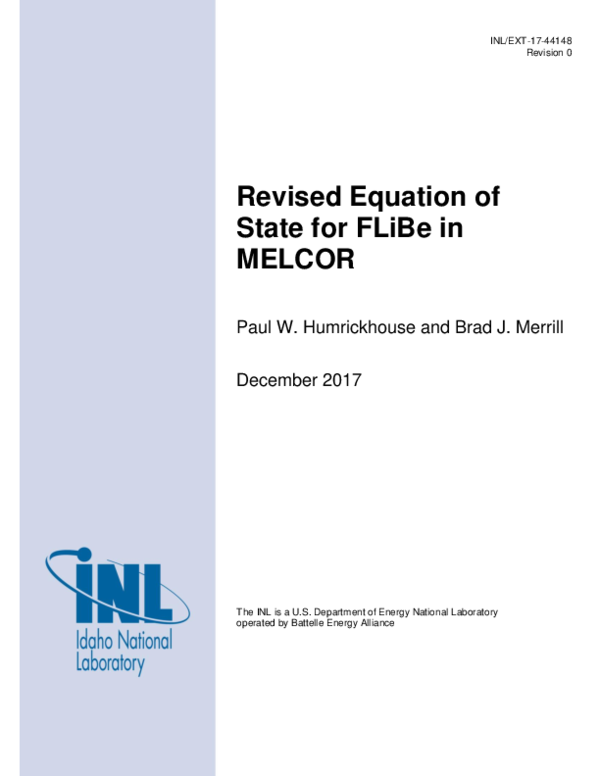 (PDF) Revised Equation of State for FLiBe in MELCOR