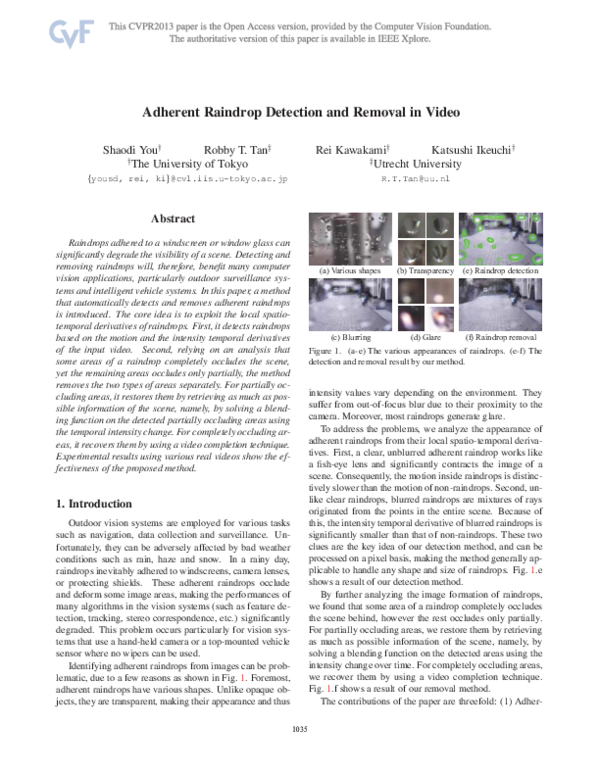 (PDF) Adherent Raindrop Detection and Removal in Video robby firnaldo