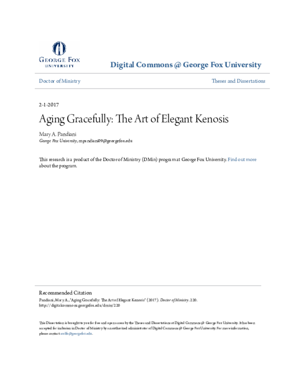 (PDF) Aging Gracefully: The Art of Elegant Kenosis