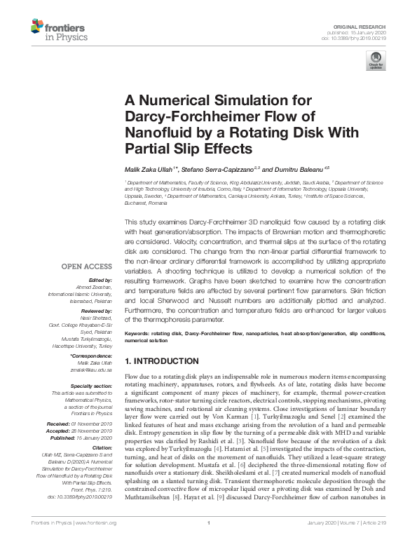 (PDF) A Numerical Simulation for Darcy-Forchheimer Flow of Nanofluid by ...
