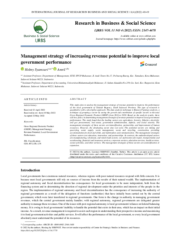 (PDF) Management strategy of increasing revenue potential to improve ...