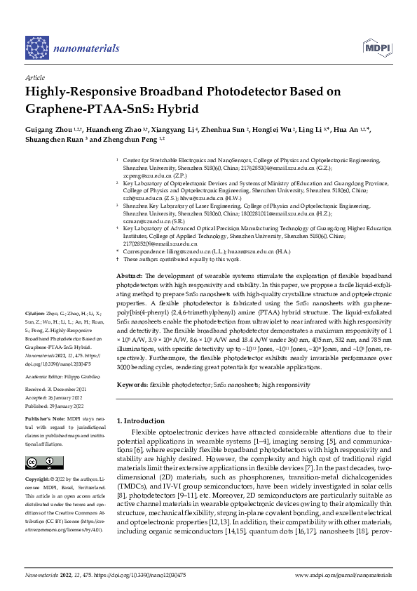 (PDF) Highly-Responsive Broadband Photodetector Based on Graphene-PTAA ...