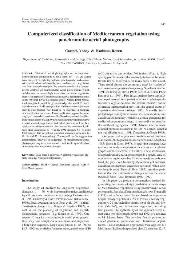 (PDF) Computerized classification of Mediterranean vegetation using ...