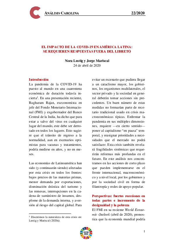 (PDF) El impacto de la COVID-19 en América Latina: Se requieren ...