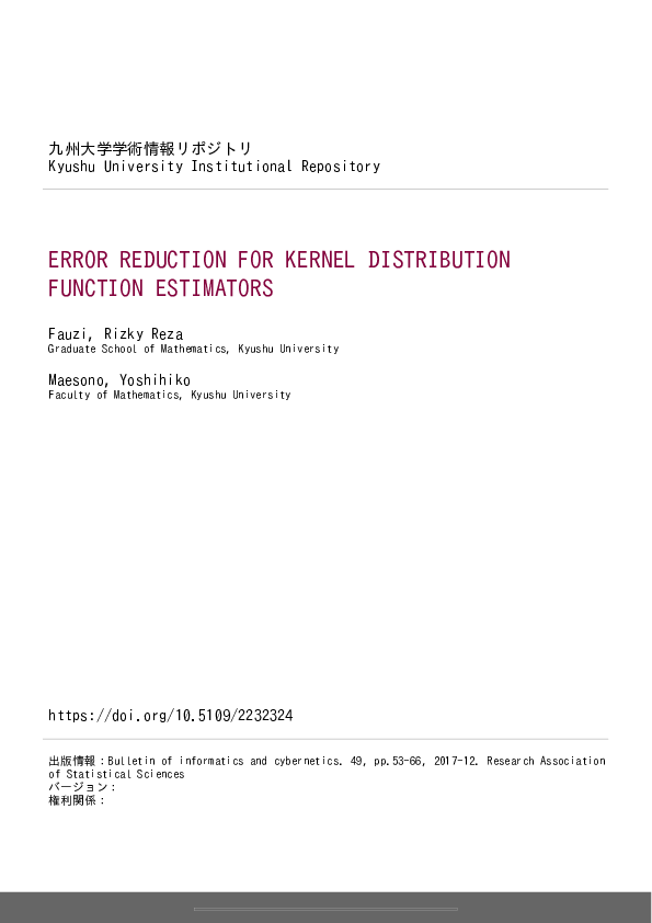 (PDF) Error Reduction for Kernel Distribution Function Estimators