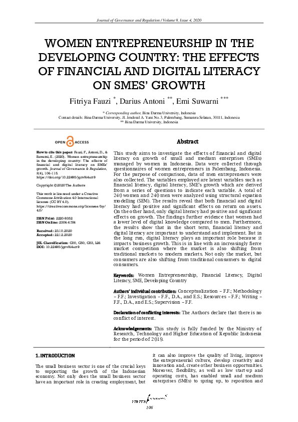 (PDF) Women entrepreneurship in the developing country: The effects of ...