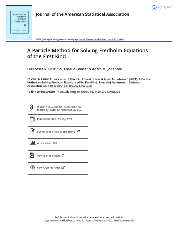 (PDF) A Particle Method for Solving Fredholm Equations of the First Kind