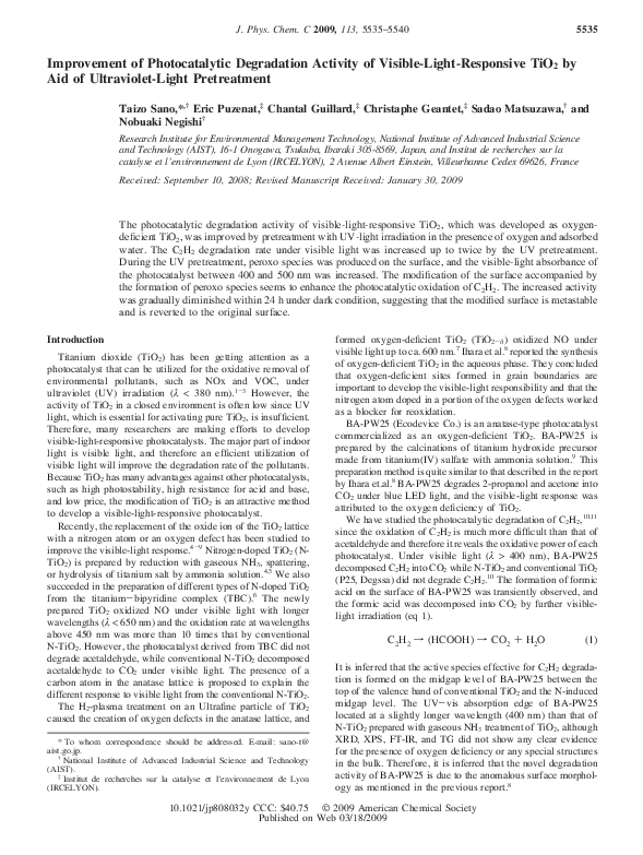 (PDF) Improvement of Photocatalytic Degradation Activity of Visible ...