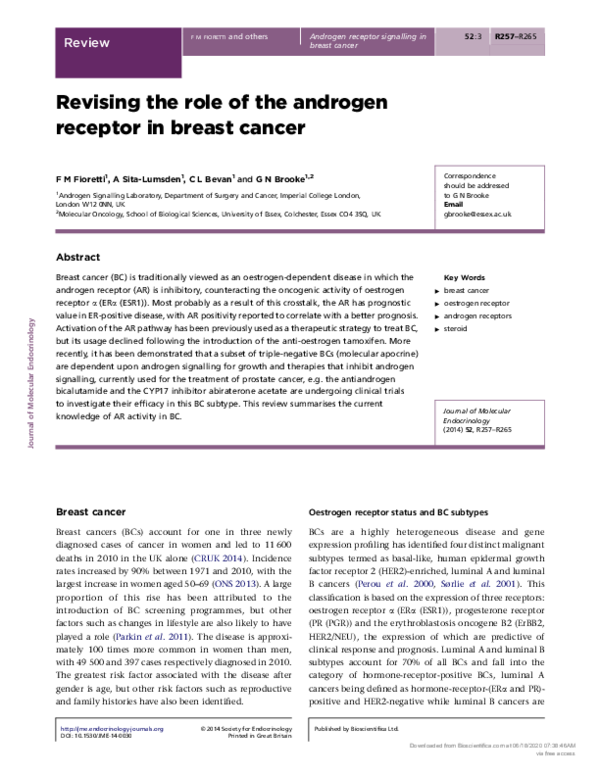 (PDF) Revising the role of the androgen receptor in breast cancer