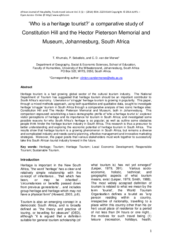 (PDF) ‘Who is a heritage tourist?’ a comparative study of Constitution ...