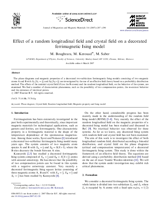 (PDF) Effect of a random longitudinal field and crystal field on a ...