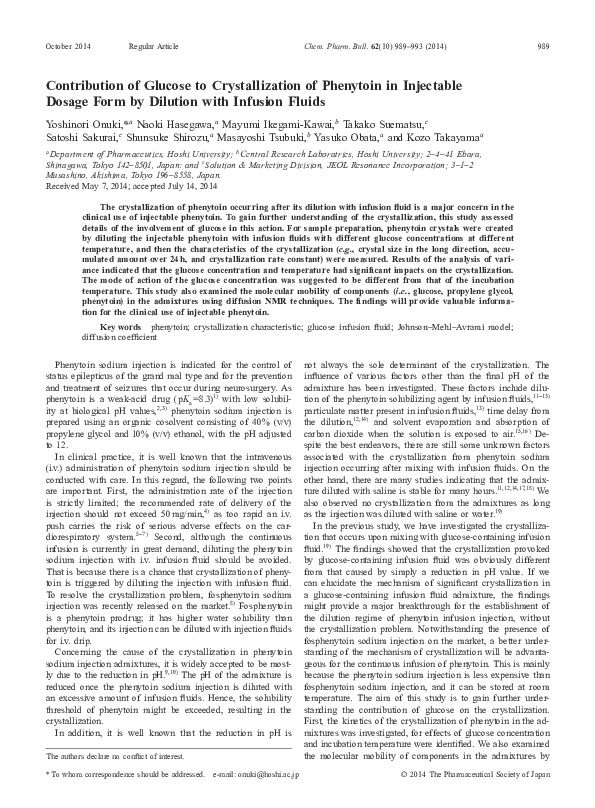 (PDF) Contribution of Glucose to Crystallization of Phenytoin in ...