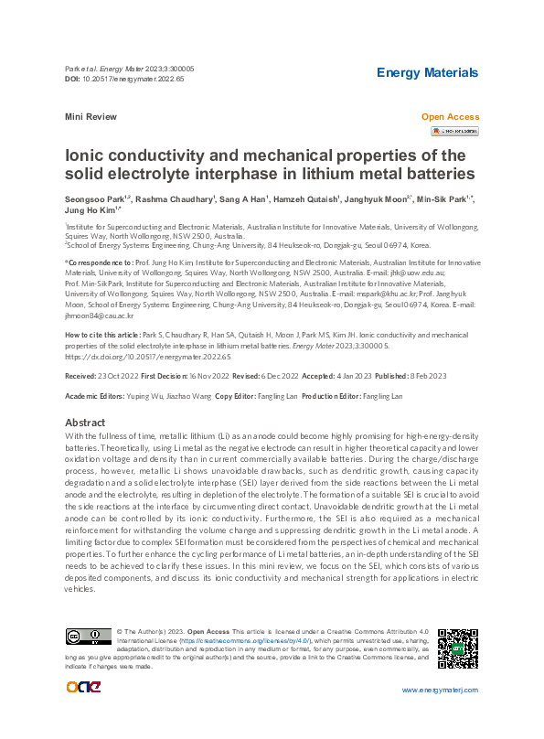 (PDF) Ionic conductivity and mechanical properties of the solid ...