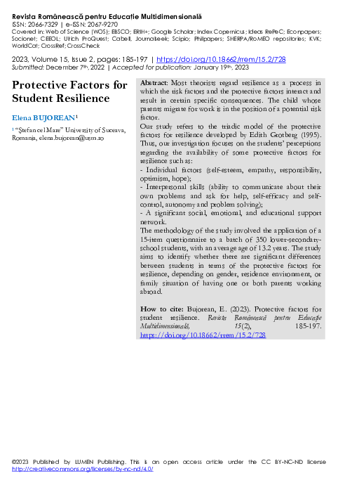 (PDF) Protective Factors for Student Resilience
