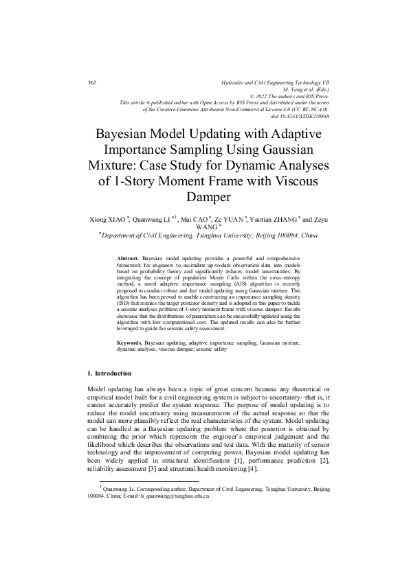 (PDF) Bayesian Model Updating with Adaptive Importance Sampling Using ...