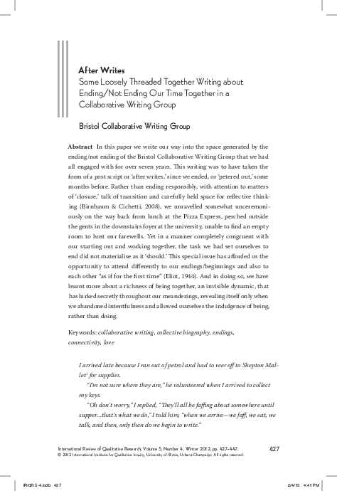(PDF) After writes: Some loosely threaded together writing about ending ...