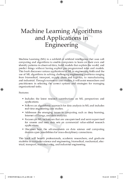 (PDF) Machine Learning Algorithms and Applications in Engineering