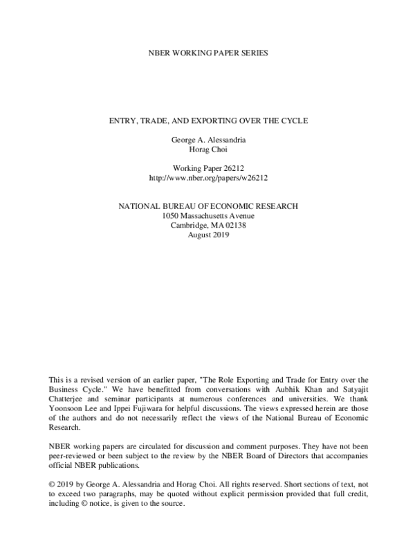 (PDF) Entry, Trade, and Exporting over the Cycle