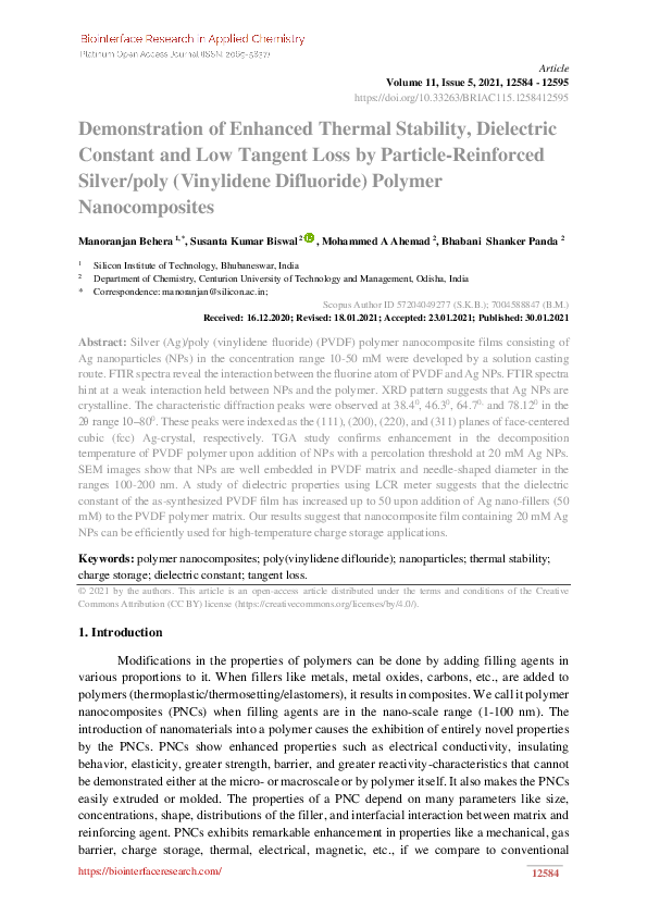 (PDF) Demonstration of Enhanced Thermal Stability, Dielectric Constant ...