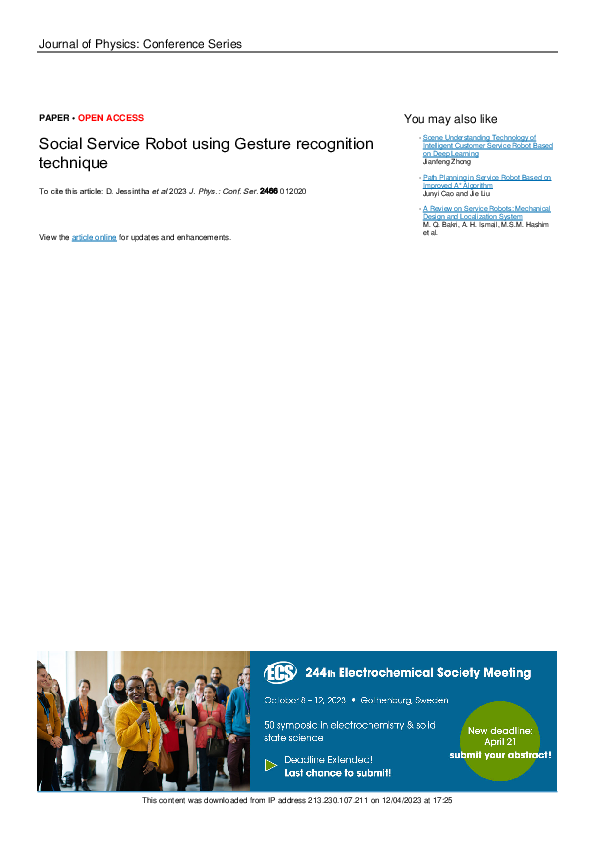 (PDF) Social Service Robot using Gesture recognition technique