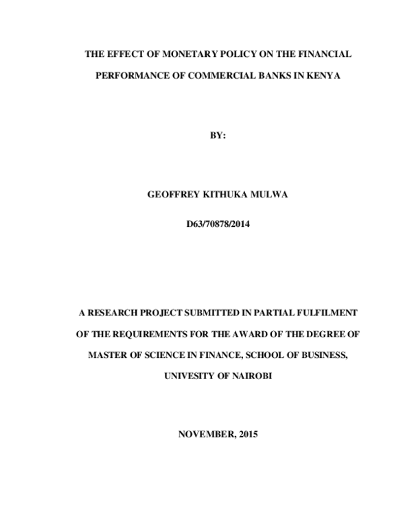 (PDF) The effect of monetary policy on financial performance of ...