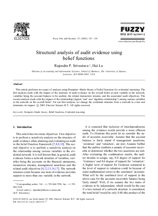 (PDF) Structural analysis of audit evidence using belief functions